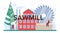 Sawmill typographic header. Frame saw operator as a forestry production