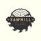 sawmill vintage logo vector template illustration design. carpenter or timber logo concept