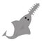 Sawshark icon. Saw fish shark. Cute cartoon funny character. Baby kids education. Ocean Sea life. Flat design. Isolated. White bac