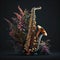 Saxaphone decorated with floral. Ai generative.