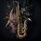 Saxaphone decorated with floral. Ai generative.