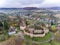 Saxon fortified church at Alma Vii Transylvania Romania. Aerial