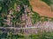 Saxon Village Viscri in Transylvania, Romania. Aerial view from