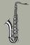 Saxophone in black and white colors. Vintage engraving stylized