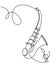 Saxophone classical music instrument one continuous line hand drawing vector.