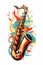 saxophone colorful impressionist painting illustration