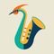 A saxophone with an elongated neck, creating a unique visual representation of its sound, Visualize the sound of a saxophone in a