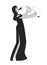 Saxophone girl in recital dress black and white cartoon flat illustration