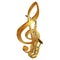 Saxophone in a gold treble clef