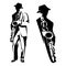 Saxophone jazz man playing music black and white vector design