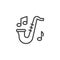 Saxophone and music notes line icon