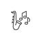 Saxophone and music notes line icon