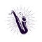 Saxophone, sax logo or label. Live music, jazz, blues symbol. Vector illustration
