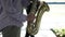 Saxophonist playing music