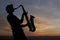 Saxophonist at sunset