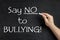 Say no to bullying teacher blackboard chalkboard