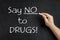 Say no to DRUGS teacher blackboard chalkboard