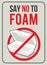 Say no to foam concept with foam food box in red stop circle sign vector design