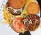 Say No To Junk Food. Juicy burger and fries with words SEXY FAT on it. Anti fast food, time for diet concept