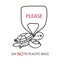 Say no to plastic bags. A Turtle cartoon is requesting to reduce the use of plastic bags.  Problem plastic pollution.