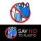 Say no to plastic sign and banner with plastic bag, Bottle ,Straw in stop circle vector design