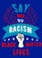 Say No to racism, hand in fist-a poster against racism calling for the fight against racial discrimination