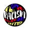 Say No to racism. A slogan, an agitation Against racism, a call to combat racial discrimination.Poster with lettering