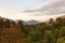 Scafell Pike over forest in the English Lake District