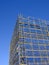 Scaffolding and Blue Safety Cladding on Construction