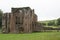 Scaffolding at Furness Abbey, in Barrow-in-Furness, Lake District, Cumbria, England.