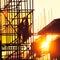 Scaffolding silhouette at sunset