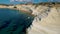 Scala dei Turchi,Sicily,Italy.Aerial view of white rocky cliffs,turquoise clear water.Sicilian seaside tourism,popular