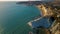 Scala dei Turchi,Sicily,Italy.Aerial view of white rocky cliffs,turquoise clear water.Sicilian seaside tourism,popular