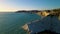 Scala dei Turchi,Sicily,Italy.Aerial view of white rocky cliffs,turquoise clear water.Sicilian seaside tourism,popular