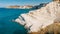 Scala dei Turchi,Sicily,Italy.Aerial view of white rocky cliffs,turquoise clear water.Sicilian seaside tourism,popular tourist