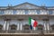 Scala theater & italian flag in Milan Italy