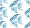 Scalare. Blue seamless pattern with fish