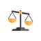 Scale comparison icon in flat style. Balance weight vector illus