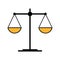 Scale equal icon, lawyer crime web sign, protection balance isolated vector illustration