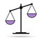 Scale equal shadow icon, lawyer crime web sign, protection balance isolated vector illustration