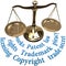 Scale IP rights legal justice concept