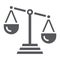 Scale of justice glyph icon, law and scale, balance sign, vector graphics, a solid pattern on a white background.