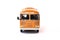 Scale model of a yellow Russian bus. Toy yellow bus