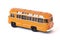 Scale model of a yellow Russian bus. Toy yellow bus