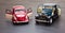 Scale toy model Ford Coupe and VW Beetle