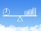 Scale weighing money and time cloud shape