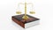 Scales of justice on book of law