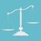 Scales of justice. Empty metallic or silver scale. Classic balance icon. Law balance symbol