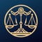 Scales of justice gold icon on dark blue background. Vector illustration Generative AI