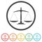 Scales of justice icon. Court of law symbol.